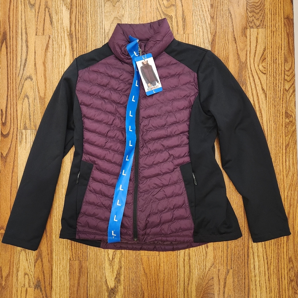 32 Degrees Women's Black & Plum Quilted Puffer Jacket
